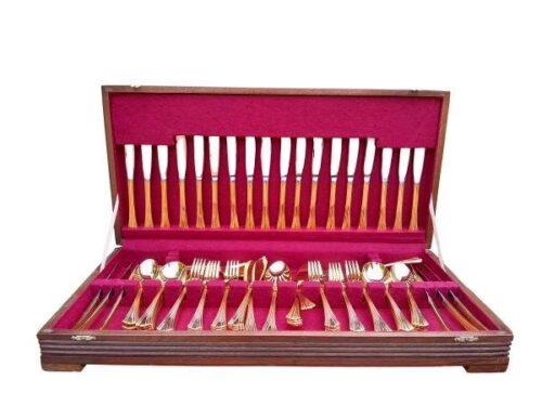 A 20th Century 24ct Gold Plated Twelve Place Cutlery Set In Original Canteen