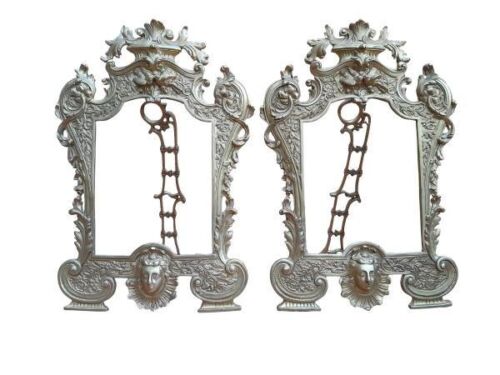A Pair Of French Rococo Style Brass Easel Framed Mirrors