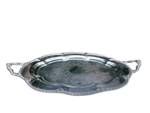 A 20th Century Silver-Plated Tray With Handles On Scroll Feet