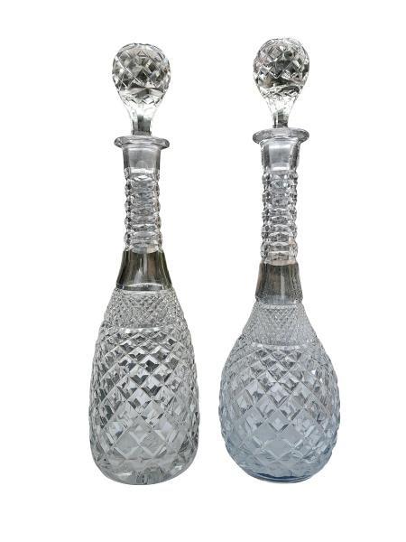 A 20th Century Near Pair Of Cut Crystal Decanters