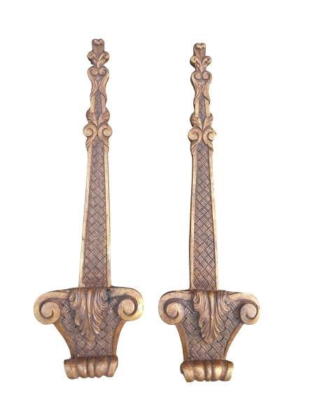 A Pair Of French Style Gilt Mirror / Art / Plate Holders Sconces