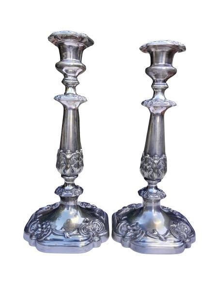 An Early 19th  Century Circa 1800 Pair Of Old Sheffield Plate Candlesticks
