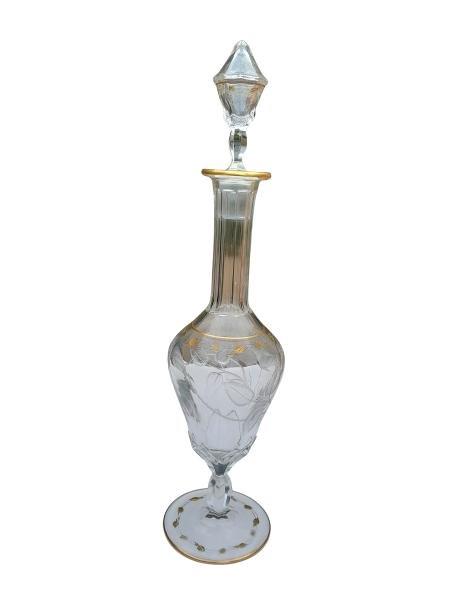 A 20th Century Moser Cut Crystal Carafe With 24kt Gold Design With Stopper