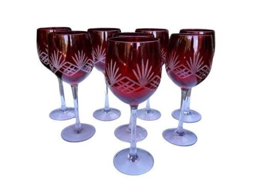 A 20th Century Set Of Eight Ruby Colour Red Wine Glasses