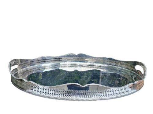 An Antique Large Edwardian EPNS Silver Plate Gallery Tray On Bun Feet (Perfect Condition)