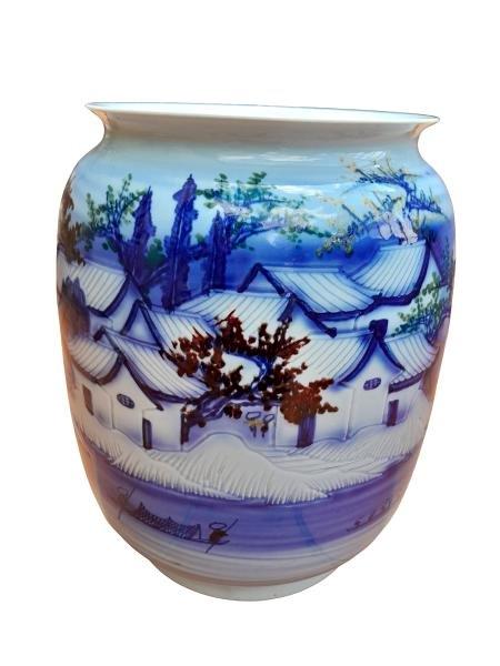 An Early 20th Century Blue And White Ceramic Vase With Signature