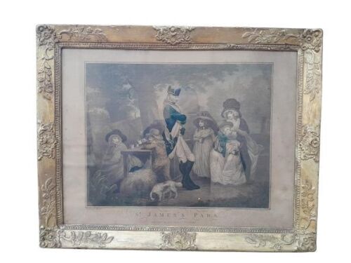 An Antique Circa Early 1800 D Weiss Engraving Framed in a Gilt Ornate Frame