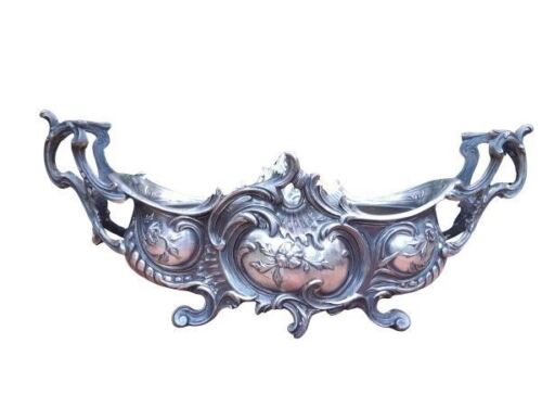 An Antique 20TH Century French Rococo Style Silver Plate Jardiniere With Removable Metal Inner