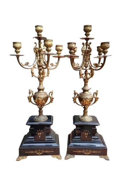 A 19th Century French Pair Of Gilt Metal  Candelabras