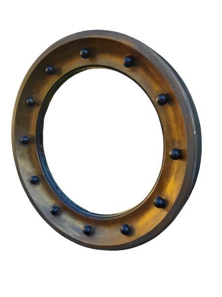A 20th Century Circular Mirror in a Hand Gilded With Gold Leaf