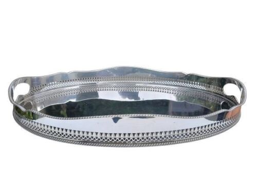 A 20th Century Silver Plate Gallery Tray On Four Ball Feet