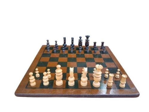 A 20th Century Wooden Chess Set With Board And Box