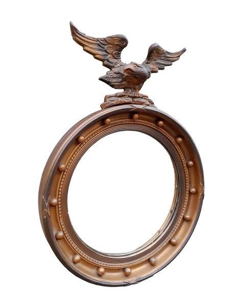 Regency Style Convex Mirror With Eagle With Outstretched Wings Decoration