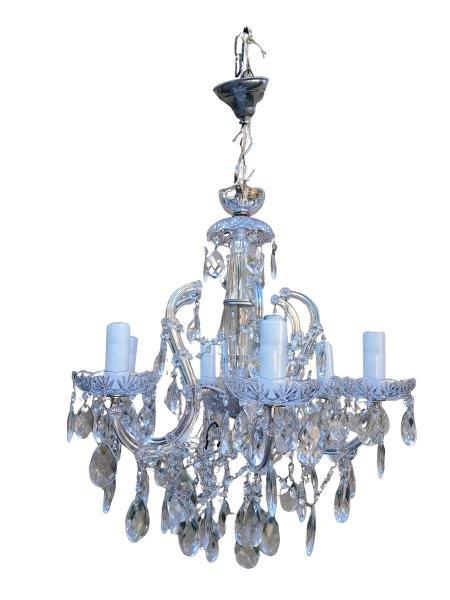 A 20th Century French Style Crystal Chandelier With Six Arms
