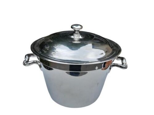 A 20th Century Silver Plate Ice Bucket With Two Handles And Porcelain Inner By Rogers & Sons Style