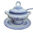 A 20th Century Blue And White Portuguese Style Ceramic Set Of Soup Tureen With Spoon And Platter
