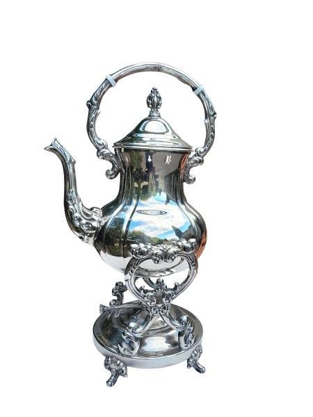 A 20th Century Silver Plate Kettle On Stand