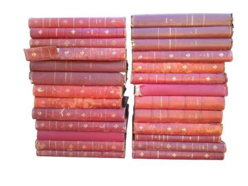 An Antique Circa 1905 French Set of Twenty-Six Large Red Books
