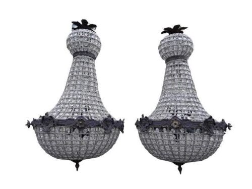A Pair of French Empire Style Beaded Chandeliers