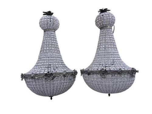 A Pair of French Empire Style Beaded Chandeliers