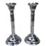 A Pair of Silver-plate Candle Sticks / Holders with Wax Pans