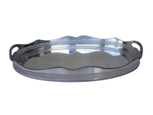 A 20th Century Silver Plated Gallery Tray on Four Feet with Two Handles