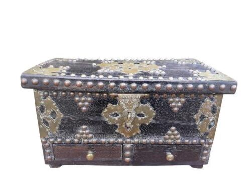 A 20TH Century Zanzibar Type Wood & Brass Box 