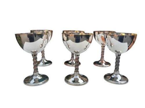 A 20th Century Set Of Six Silver Plated Goblets
