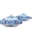 A 20TH Century Pair Of Hand Painted Blue And White Casserole Dishes With Lids