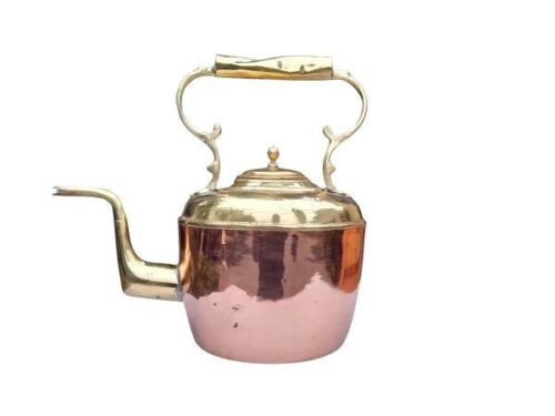 A 19th Century Antique Georgian Copper and Brass Teapot With Handle