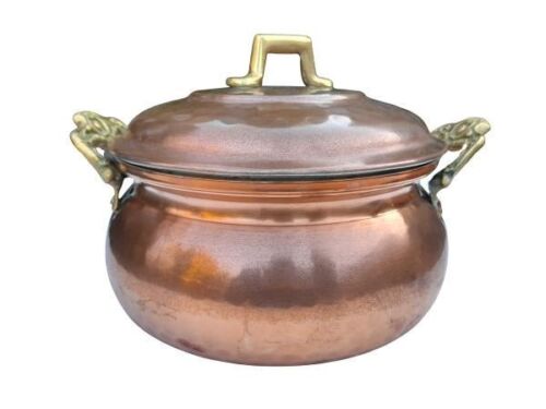 A 20th Century Brass And Copper Cooking Pot With Lid
