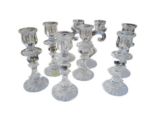 A 20th Century Set of 6 Crystal Candle Sticks / Holders & A Candelabra  