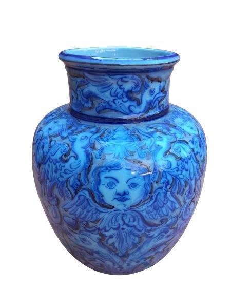 A 20th Century Blue / White Portugal Made Signed Vase