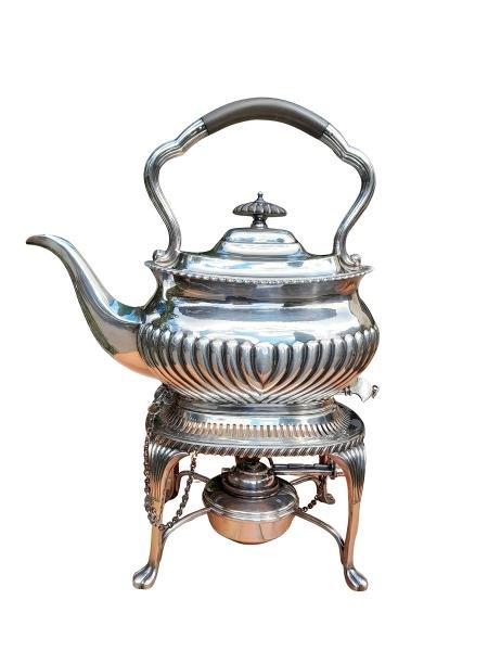 A 19th Century English / London Electroplate Kettle on Stand with Burner 