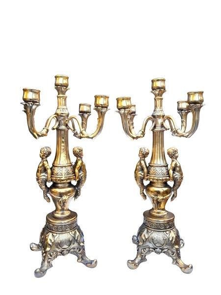 A 20th Century French Style Pair Of Bronze Candelabras