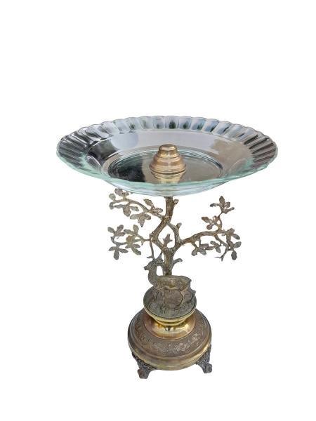 A 19th Century Brass Stag Centre Piece With Removable Glass Plate