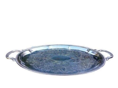 A 20th Century Silver Plate Large Tray With Two Handles And Stamped