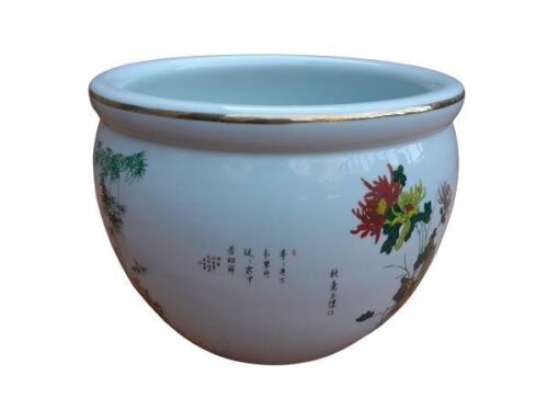 A 20th Century Chinese Porcelain White/Gold  Bowl/Planter Of Large Proportions
