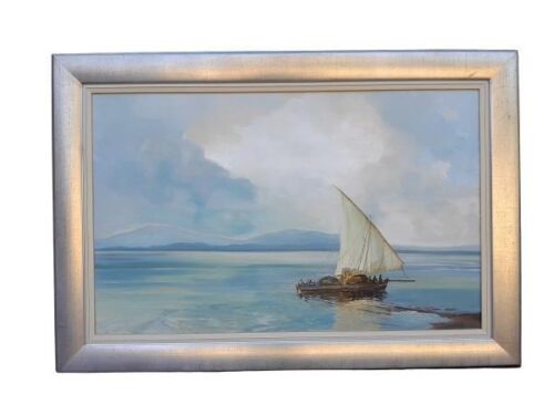 A 20th Century Large  Oil On Canvas Of Ship Signed
