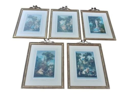 A 20th Century French Style Set Of Five Beautifully Framed With Signature