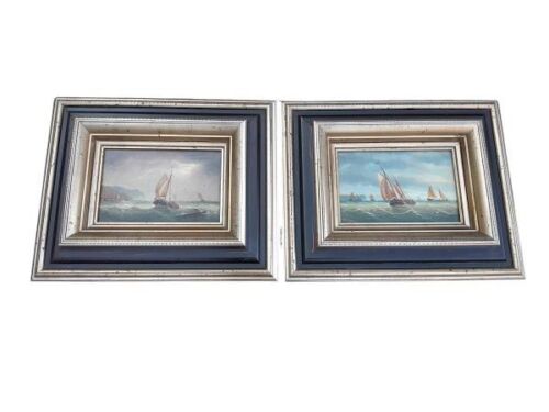A 19th Century Pair Of Oils On Board Of Ships On Sea  - Signed