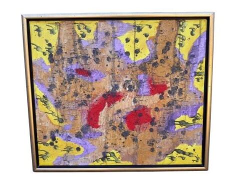 A 20th Century Colourful Abstract Oil On Canvas