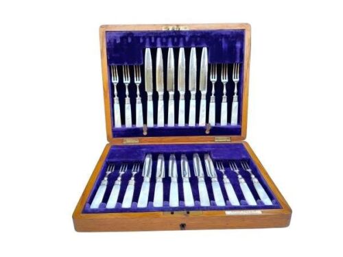 A 20th Century Sterling Silver With Pearl Handles Twelve Piece Fruit Knives And Forks By A Jack And Co