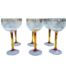 A Set Of Six Hand Cut Crystal Bohemian Wine Goblets  With Red Stems
