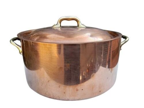A French Copper Pot With Brass Handles