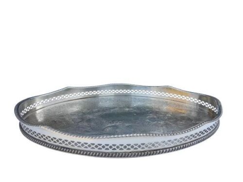 A Silver Plate Oval Gallery Tray