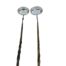 A Set Of Two Silver Toddy Ladles With Inset Coins And Wooden Handles