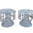 A Pair Of Crystal Cut Candle Holders With Tear Drop Crystals