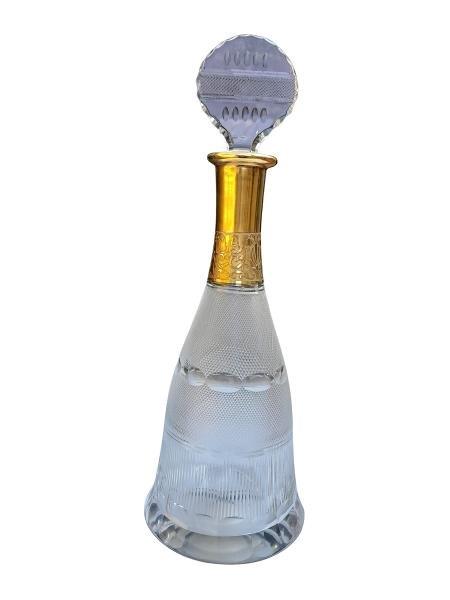 A Moser Crystal Decanter With 24kt Gilt Rim Nd