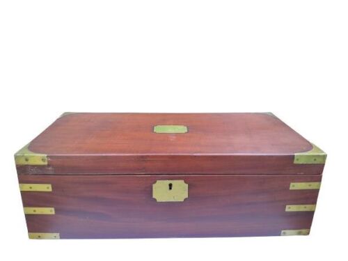An Antique 19th Century Mahogany Campaign Writing Slope With Brass Hardware